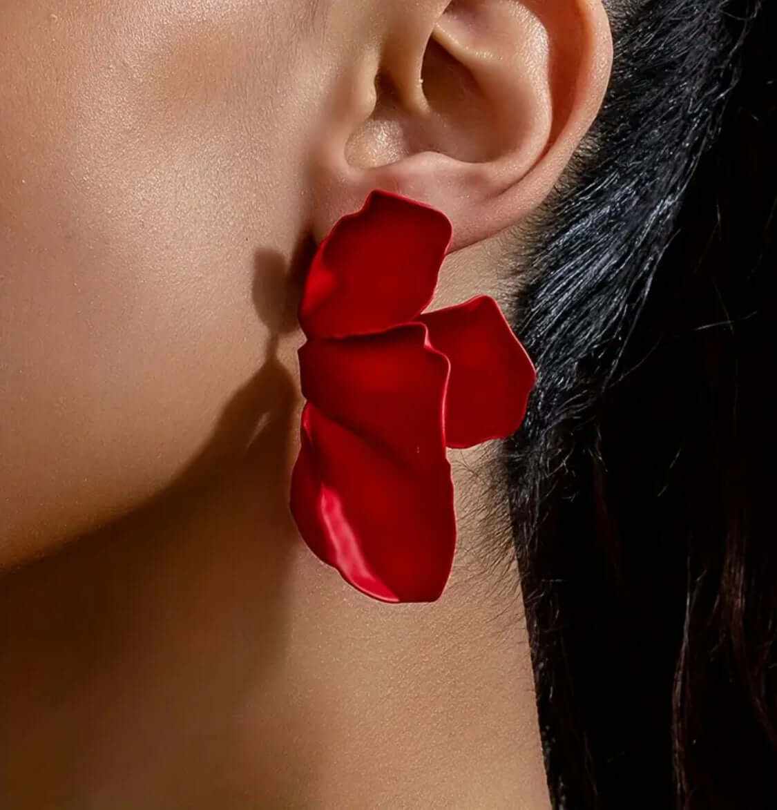 Scarlet petal bloom earrings