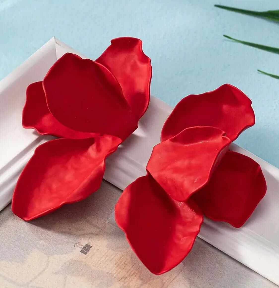 Scarlet petal bloom earrings