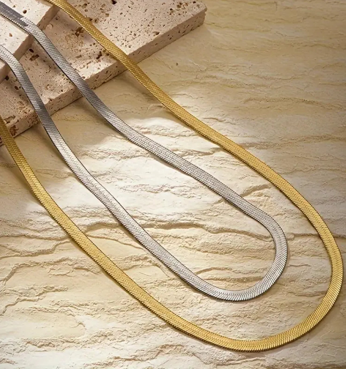 Luna Sleek Herringbone Necklace